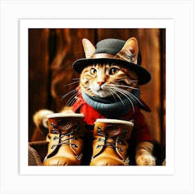 Cat In Boots Art Print