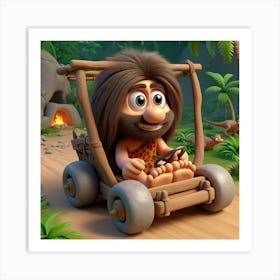 Caveman In A Car 5 Art Print