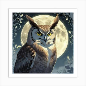 Leonardo Phoenix 10 A Mystical Great Horned Owl Illustration S 1 Art Print