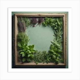 Frame Created From Herbs On Edges And Nothing In Middle Haze Ultra Detailed Film Photography Lig (4) Art Print