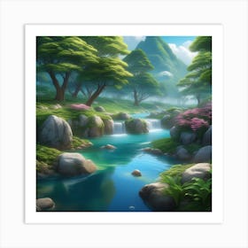Waterfall In The Forest 5 Art Print