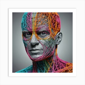 Wireframe Portrait Of A Man Art Print