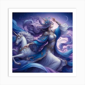 Mermaid And Unicorn Art Print