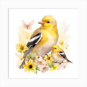 Yellow Finches American Goldfinch Mother's Day 1 Art Print