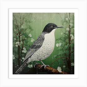 Ohara Koson Inspired Bird Painting Cuckoo 4 Square Art Print