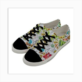 Doodle New Year Party Celebration Low Top Canvas Sneakers Art Print