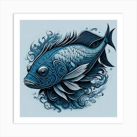 Blue Fish 1 Art Print