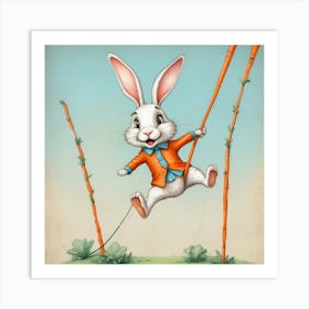 Rabbit On A Swing Art Print