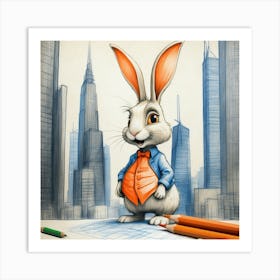 Rabbit In A Tie 3 Art Print