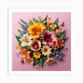 Watercolor paper flowers 1 Art Print