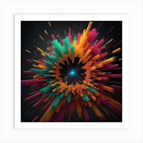 An abstract Color Explosion 1, that bursts with vibrant hues and creates an uplifting atmosphere. Generated with AI,Art style_Haunted,CFG Scale_3.0, Step Scale_50. Art Print
