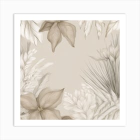 Beige Floral Painting Art Print