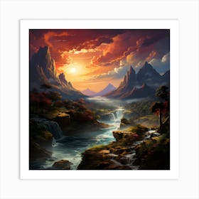 River Through The Mountains Two Art Print