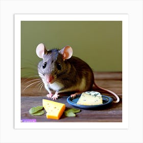 Surrealism Art Print | Mouse Has A Spread Of Cheese Art Print