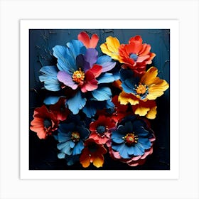 Flowers On A Dark Background Art Print