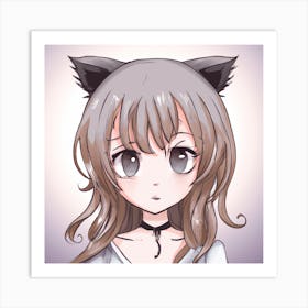 Anime Girl With Cat Ears Art Print