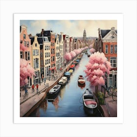 Pink Blossoms In Amsterdam Art Print