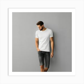 Man In White Tee Shirt Art Print