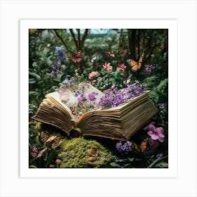 Open Book With Butterflies Art Print