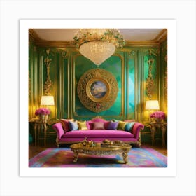 Futuristic Beautiful French Mansion Interior Sitti (12) Art Print