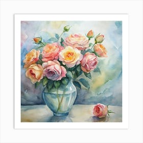 Roses In A Vase 1 Art Print