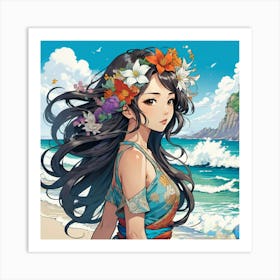 Flower Girl At The Beach 2 1 Art Print