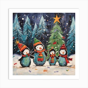 Family Of Penguins Art Print