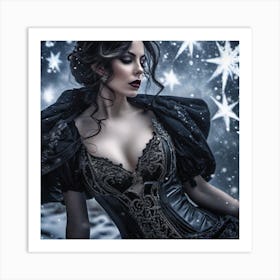 Gothic Beauty in the Snow 1 Art Print