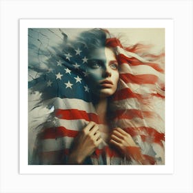 A american flag, a woman Art Print