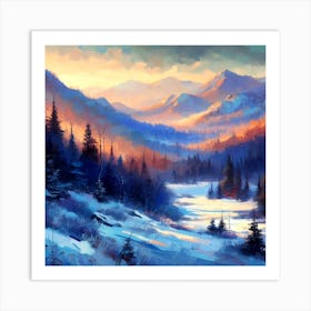 Winter Landscape Painting Art Print