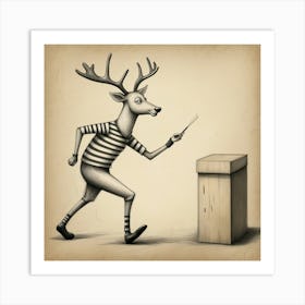 Deer In A Box 1 Art Print