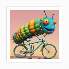 846883 Giant Caterpillar Riding A Bicycle, Surreal, Absur Xl 1024 V1 0 Art Print