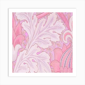 Pink Floral Wallpaper Art Print