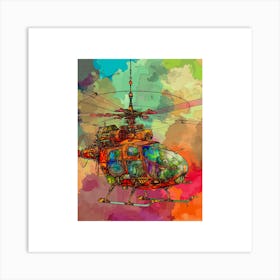 Chinook Helicopter Retro Art Print