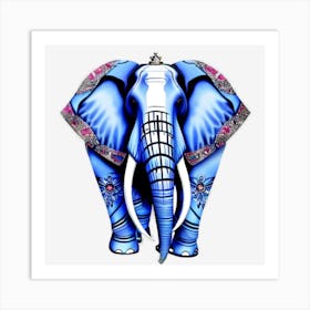 Blue Elephant Art Print