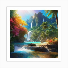 Tropical Landscape Painting 5 Art Print