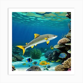 Sharks And Corals Art Print