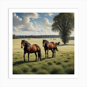 Horses In The Meadow Art Print