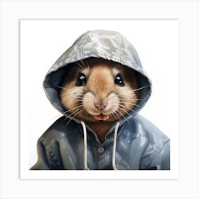 Watercolour Cartoon Gerbil In A Hoodie 3 Art Print