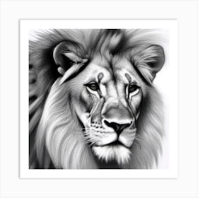 Lion Drawing Art Print