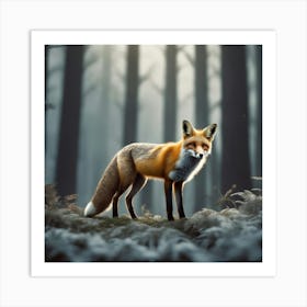 Fox In The Forest 45 Art Print