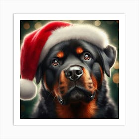 Dog in a Santa Hat 1 Print Art Print