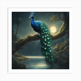 0 I Want A Picture Of A Peacock In The Forest With A Esrgan V1 X2plus (1) Art Print