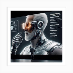 Man In Front Of A Robot Art Print