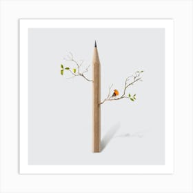 Pencil Tree Square Art Print