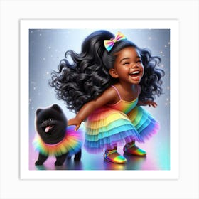 Little rainbow and dog Art Print