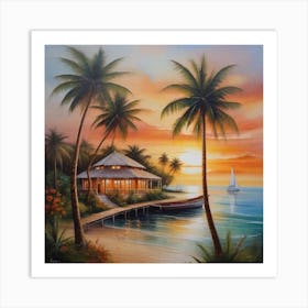 Sunset At The Beach 4 Art Print