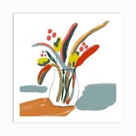 Wild Flowers Still Life Square Art Print