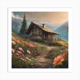 Cottage In The Mountains Art Print