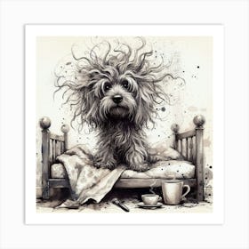 Dog In Bed Art Print